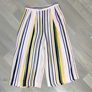1. State Striped Wide Leg High Rise‎ Capri Palazzo Pants Pink Multi Medium